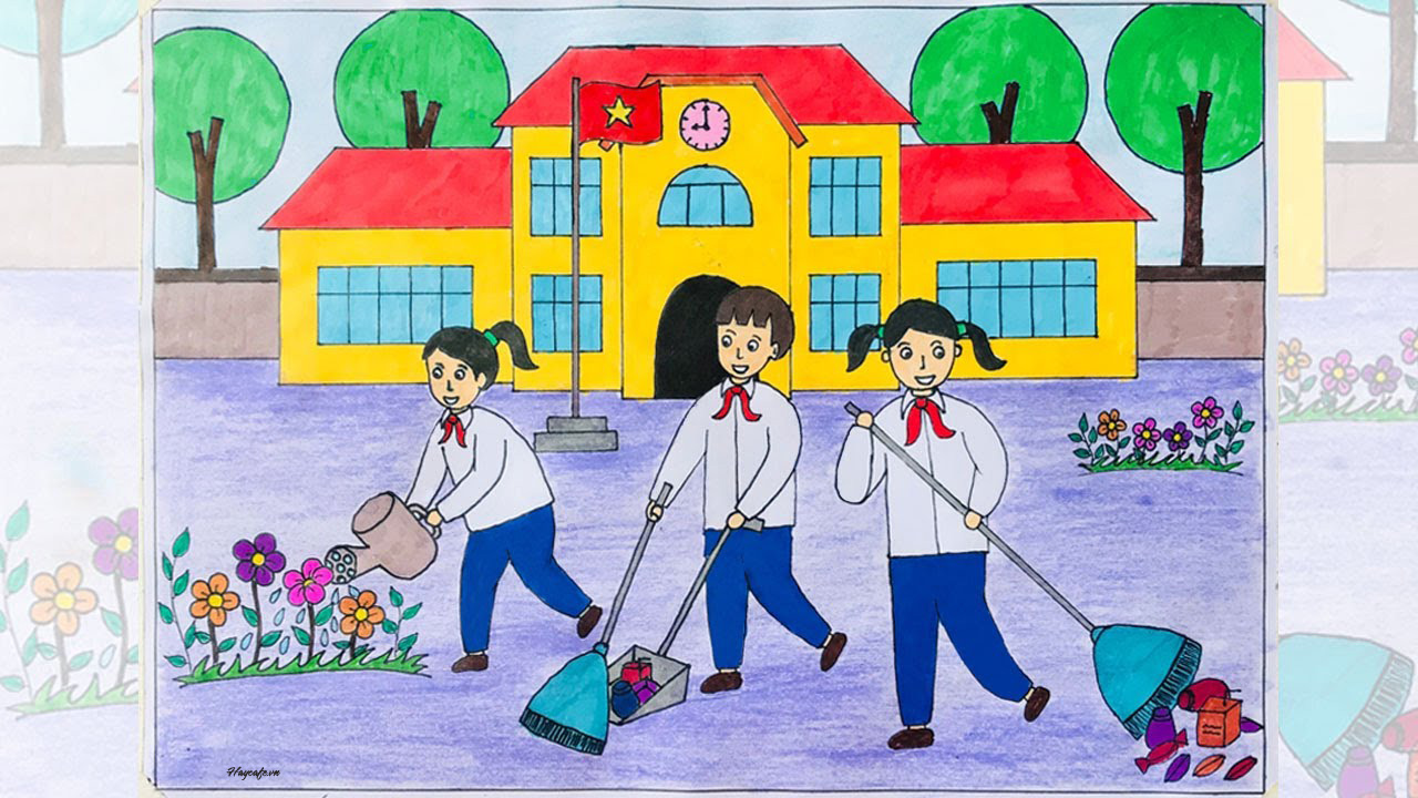 Vẽ Tranh Trường Em Đơn Giản Đẹp chặn Tượng Nhất Thế Giới