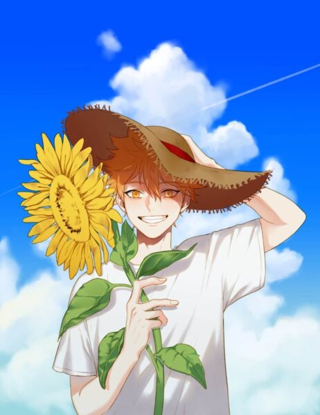 Hình ảnh hoa Hướng Dương anime boy