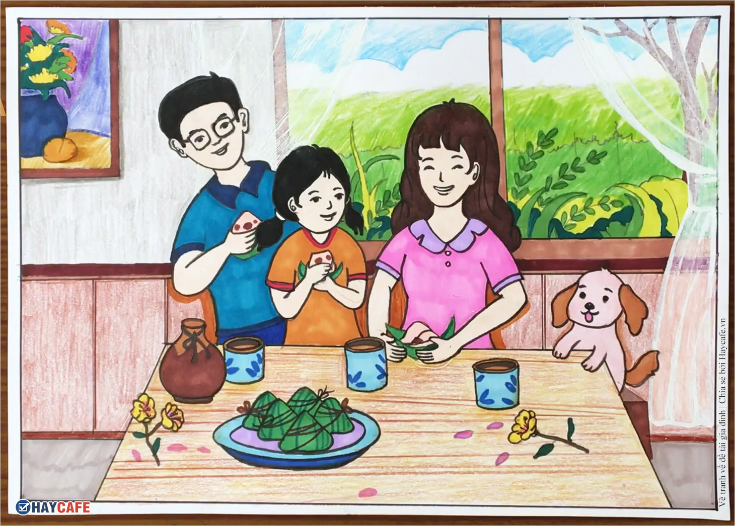Vẽ tranh gia đình Chúc tết ông bà  P2 Tô màu  How to Draw Family  Ông  bà Chủ đề Tranh