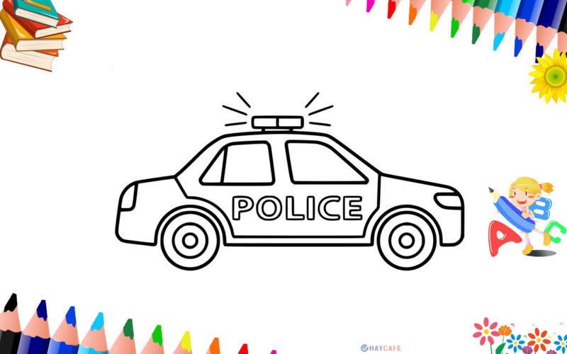 Tranh tô màu sắc xe cộ cảnh sát