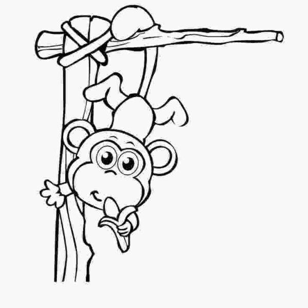 Hãy cùng chiêm ngưỡng bức tranh vẽ con khỉ đu cây vô cùng sinh động và đầy màu sắc. Hình ảnh sẽ đưa bạn vào một thế giới ngọt ngào, đầy trẻ thơ và không khí của một khu rừng xanh tươi.