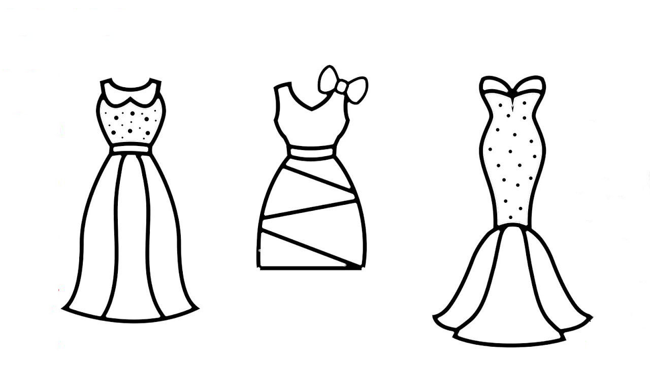 how to draw and color princess dress for kids  Cách vẽ váy công chúa đơn  giản  YouTube