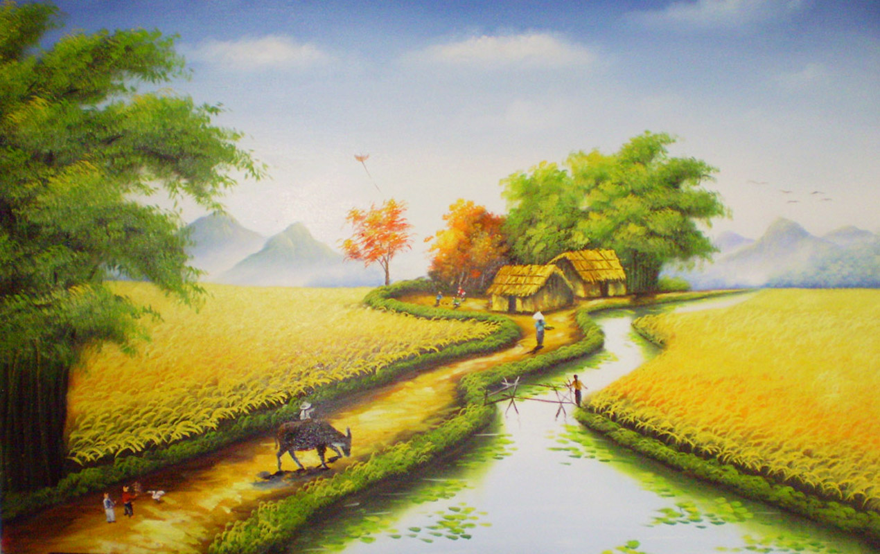 Dạy vẽ tranh  kỹ thuật vẽ tranh phong cảnh quê hương với những cánh đồng  lúa chín  YouTube