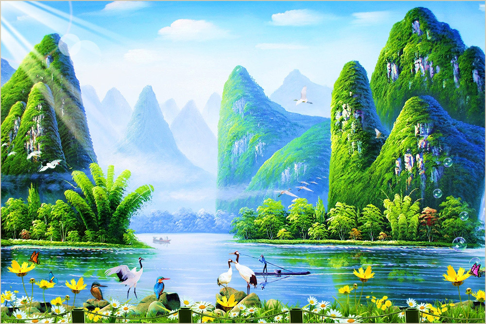 Vẽ Tranh Phong Cảnh Đẹp Nhất: Quê Hương, Tre Làng, Núi, Biển.