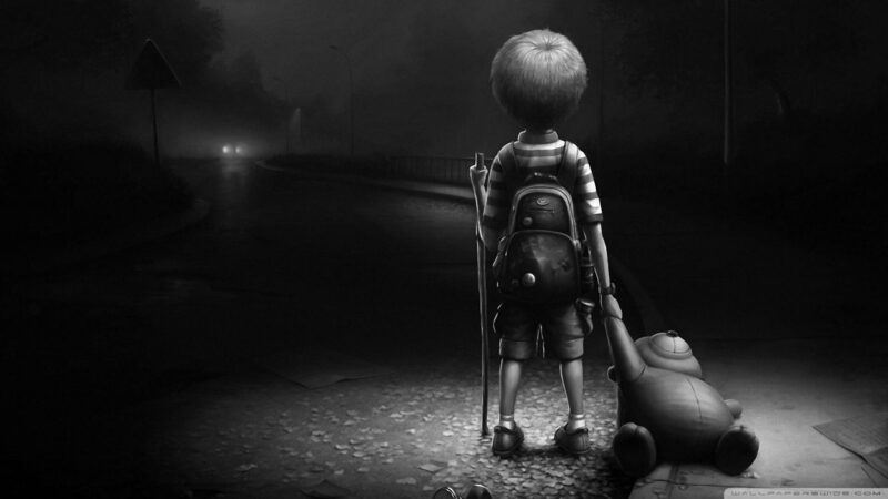 Hình ảnh avatar đen trắng buồn đứng một mình