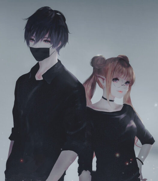 Hình avatar cặp đôi áo đen