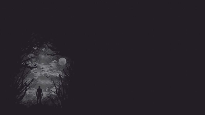 Hình avatar đen trắng buồn trong rừng