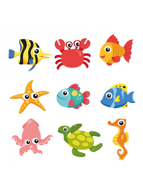 Bộ tranh vẽ các con vật dưới biển đẹp dễ thương bé tô màu