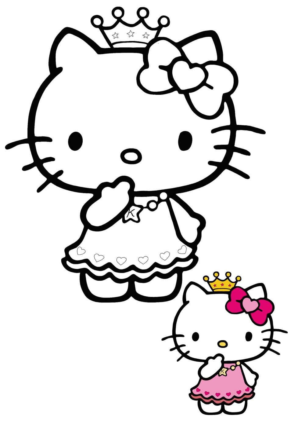 Tranh Tô Màu Hello Kitty Đẹp Nhất Dễ Thương, Có Hình Mẫu