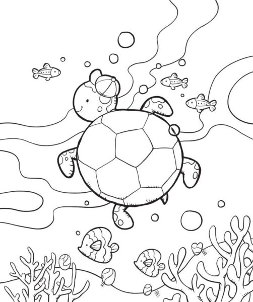 Tranh tô màu con rùa đang bơi