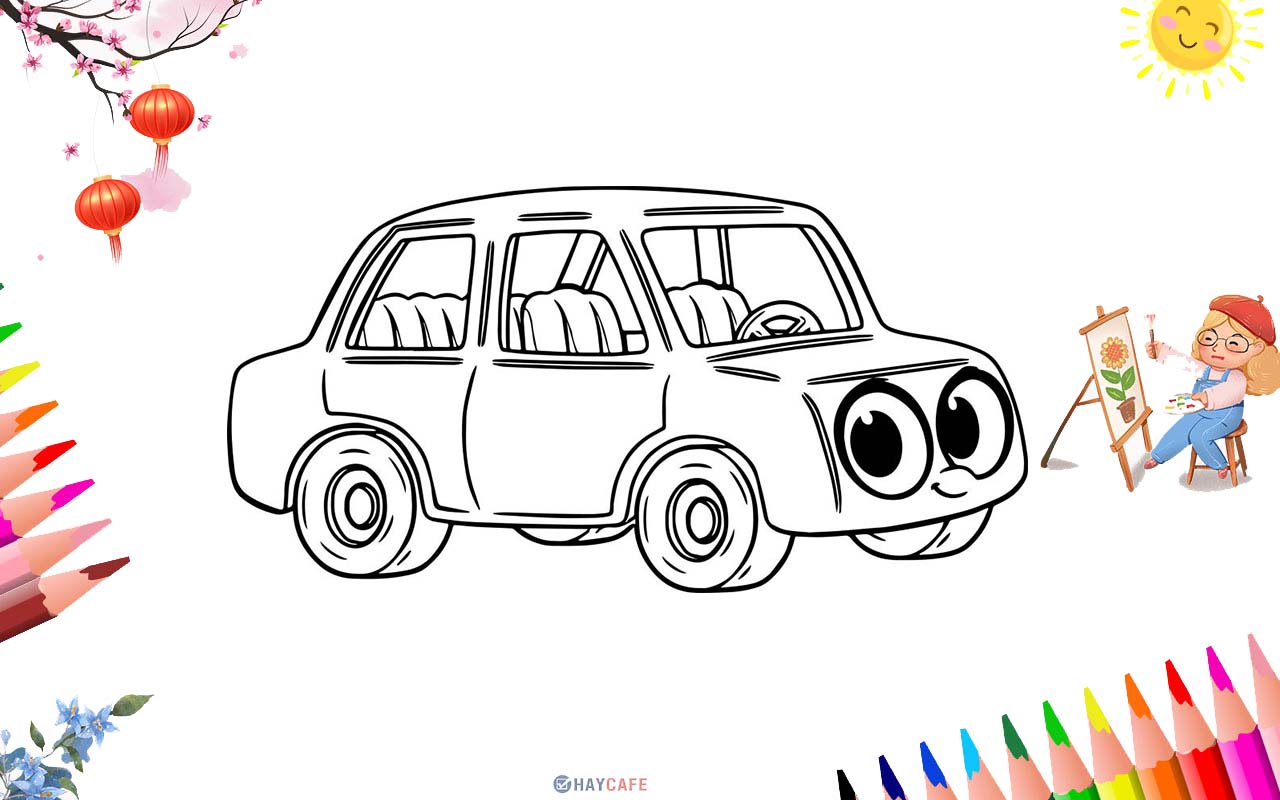 Vẽ ô tô đơn giản  cách vẽ ô tô và các trang tô màu cho trẻ em  YouTube