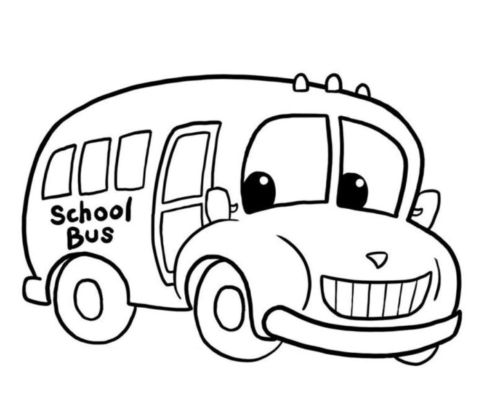 Tranh tô màu xe buýt hoạt hình