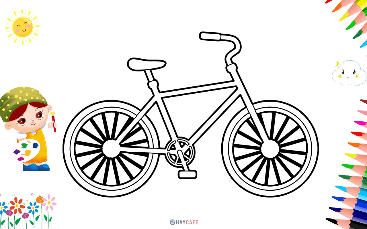 Tô màu xe đạp cho trẻ em  Trang Tô Màu Cho Bé
