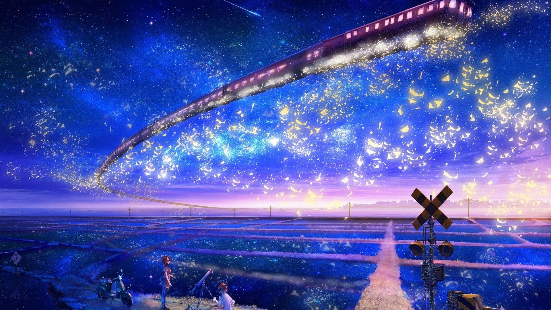 Dãy ngân hà giữa bầu trời đêm | かわいいアニメの壁紙, イラスト, 幻想的なイラスト