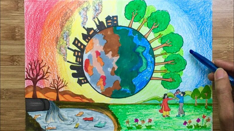 Vẽ tranh bảo vệ môi trường đơn giản và đẹp cho học sinh