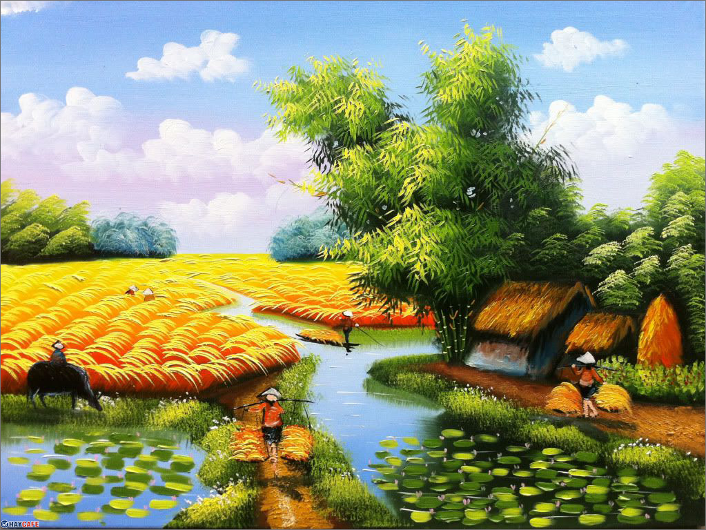Vẽ tranh phong cảnh quê hương  vẽ cảnh làng quê vẽ tranh phong cảnh quê  hương