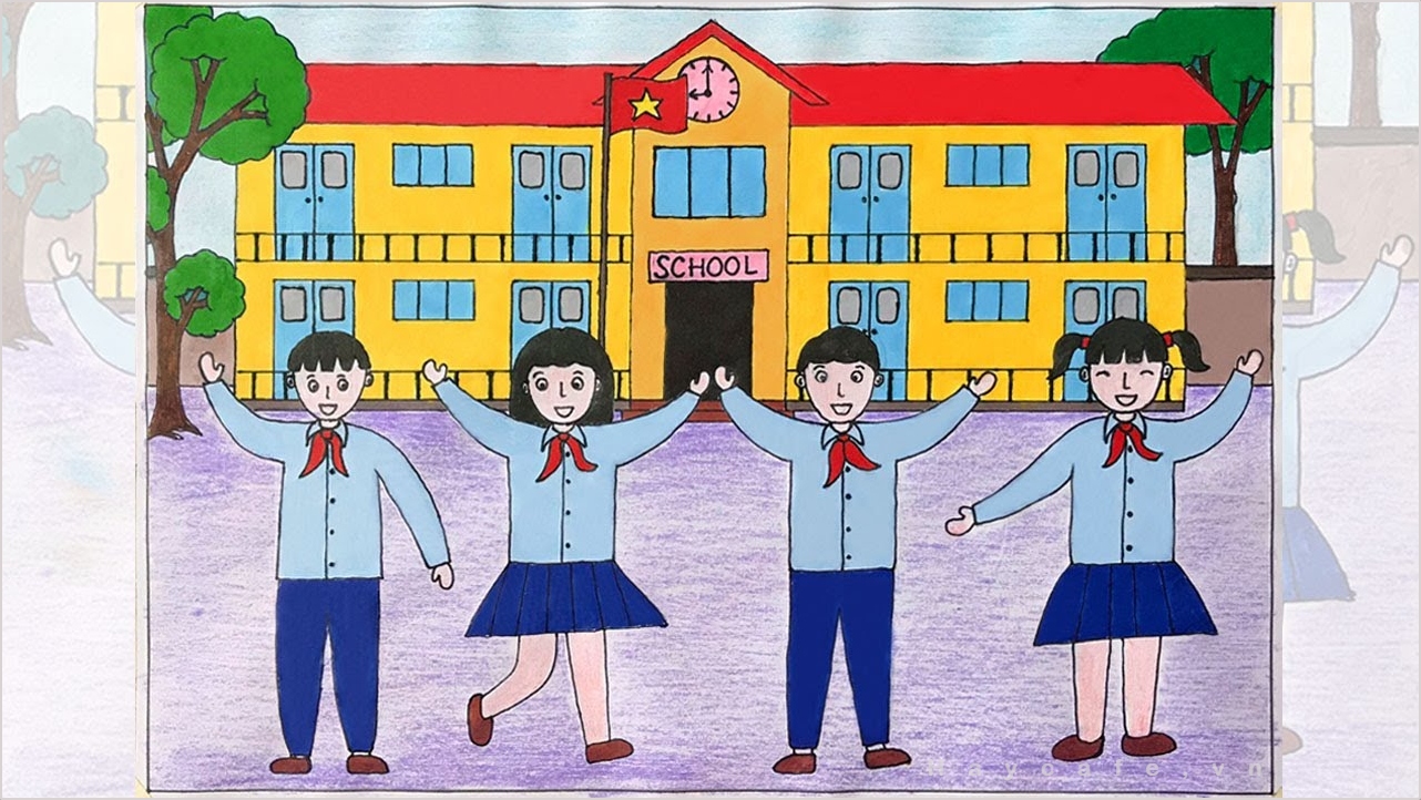 Vẽ Tranh Trường Em Đẹp Đơn Giản Dễ Cực Cho Học Sinh Lớp 357