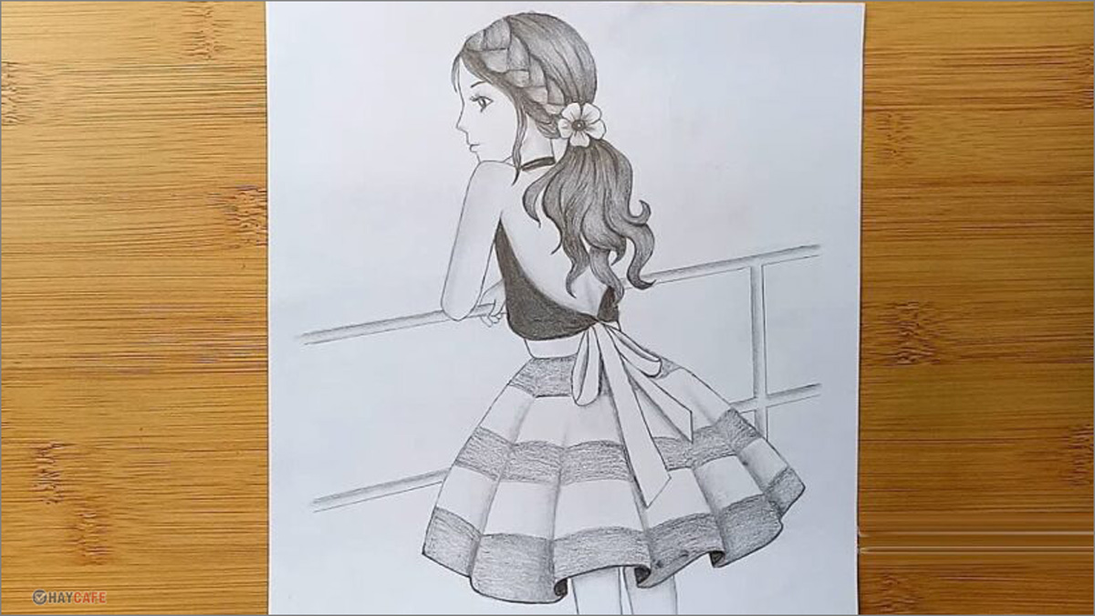 Vẽ cô gái tay cầm ly nước ĐƠN GIẢN bằng bút chì  how to draw a girl with  pencil  YouTube