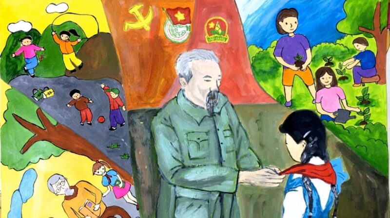 tranh vẽ Bác Hồ với các cháu thiếu nhi Việt Nam