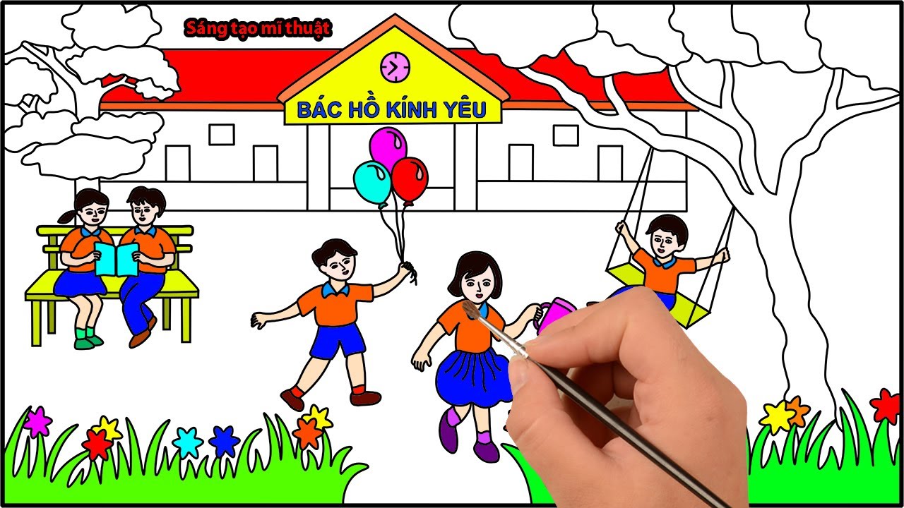 Vẽ tranh Bé đi chơi công viênHow to draw Kids playing in Playground   YouTube