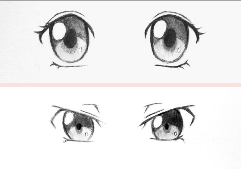 Cách vẽ mắt anime cảm xúc ngạc nhiên, tức giận