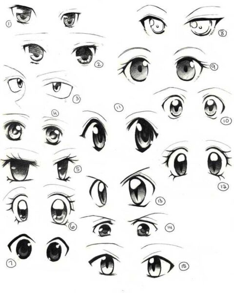 Cách vẽ mắt anime theo 15 dáng