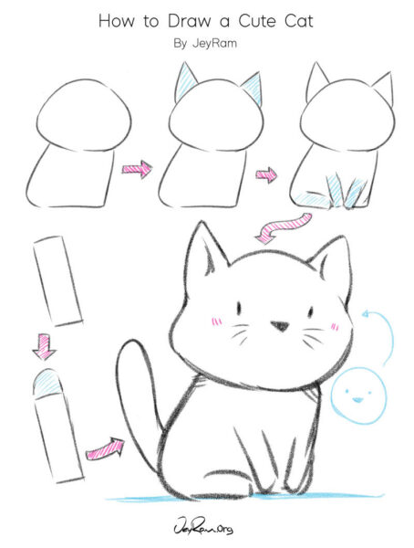 Cách Vẽ Mèo, Hình Vẽ Mèo Cute, Dễ Thương Đơn Giản - Th Điện Biên Đông