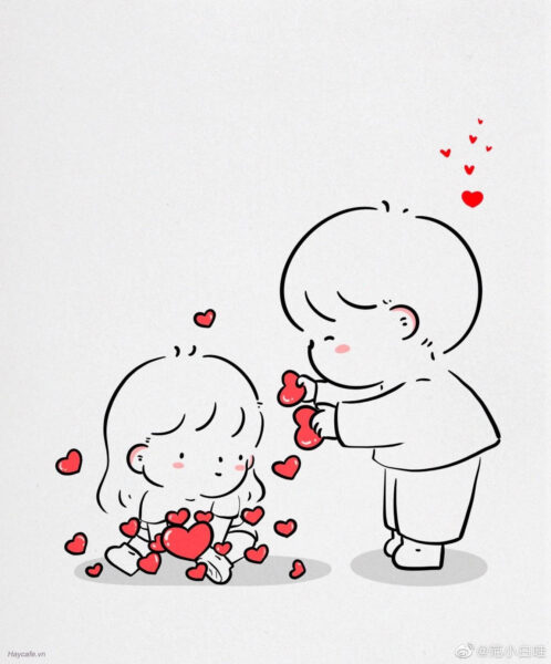 Hình vẽ cute dễ thương về tình yêu