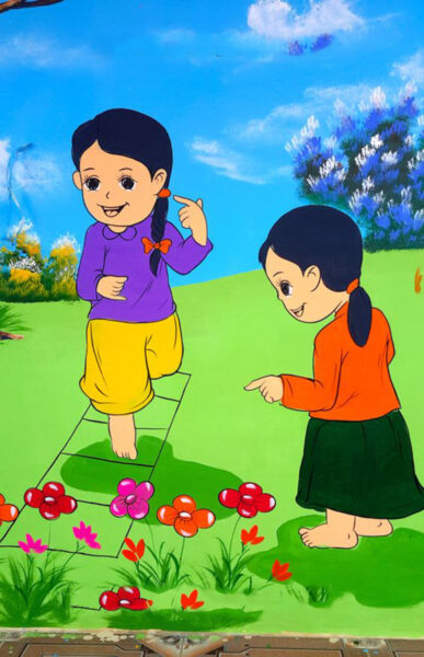 ảnh trò chơi dân gian Việt Nam nhảy ô dành cho bé gái