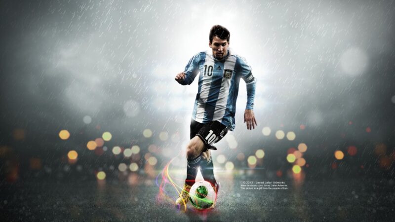 Ảnh Messi rê bóng có ánh lấp lánh cực đẹp