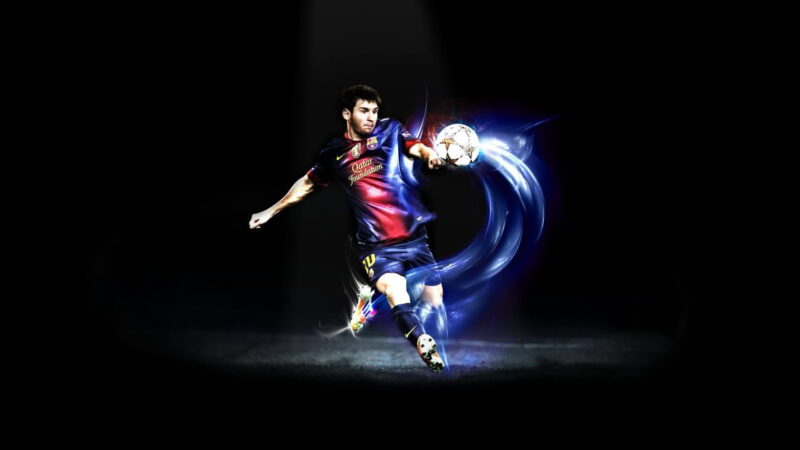 Ảnh Messi sút quả bóng nghệ thuật