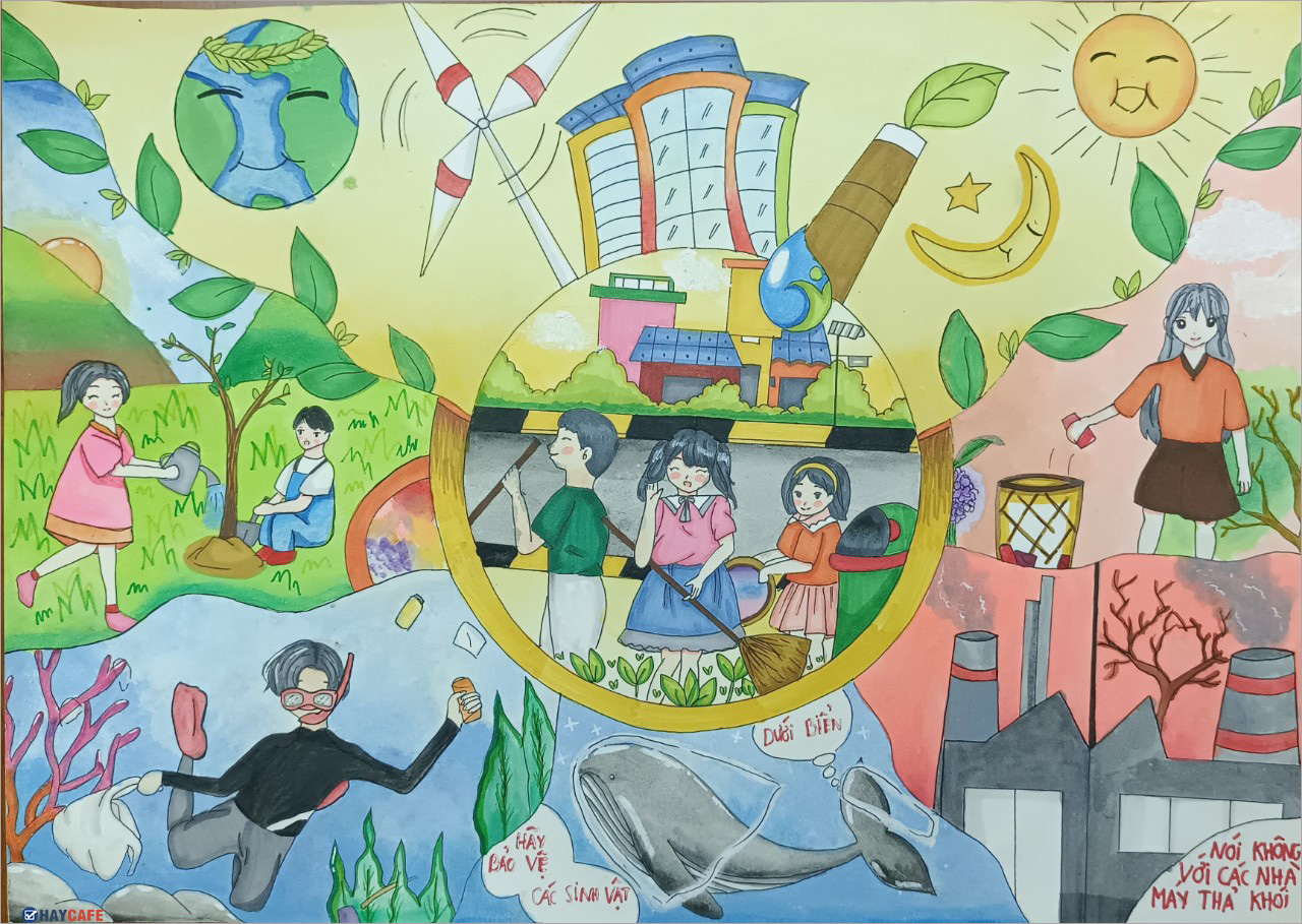 Vẽ tranh tuyên truyền phòng chống ô nhiễm môi trường quanh em  Tech12h