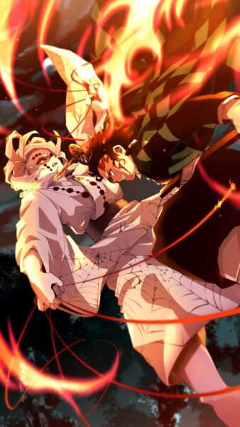 hình ảnh Demon slayer Tanjiro đối đầu với quỷ